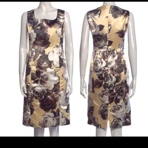 LAFAYETTE EUC PRINT SATINY STRETCH PENCIL SHEATH DRESS